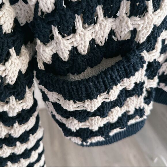 Zara Open Knit Crop Sweater Striped Sweater - Picture 2 of 6